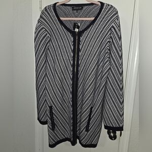 Jones New York Deep Navy and White Cardigan